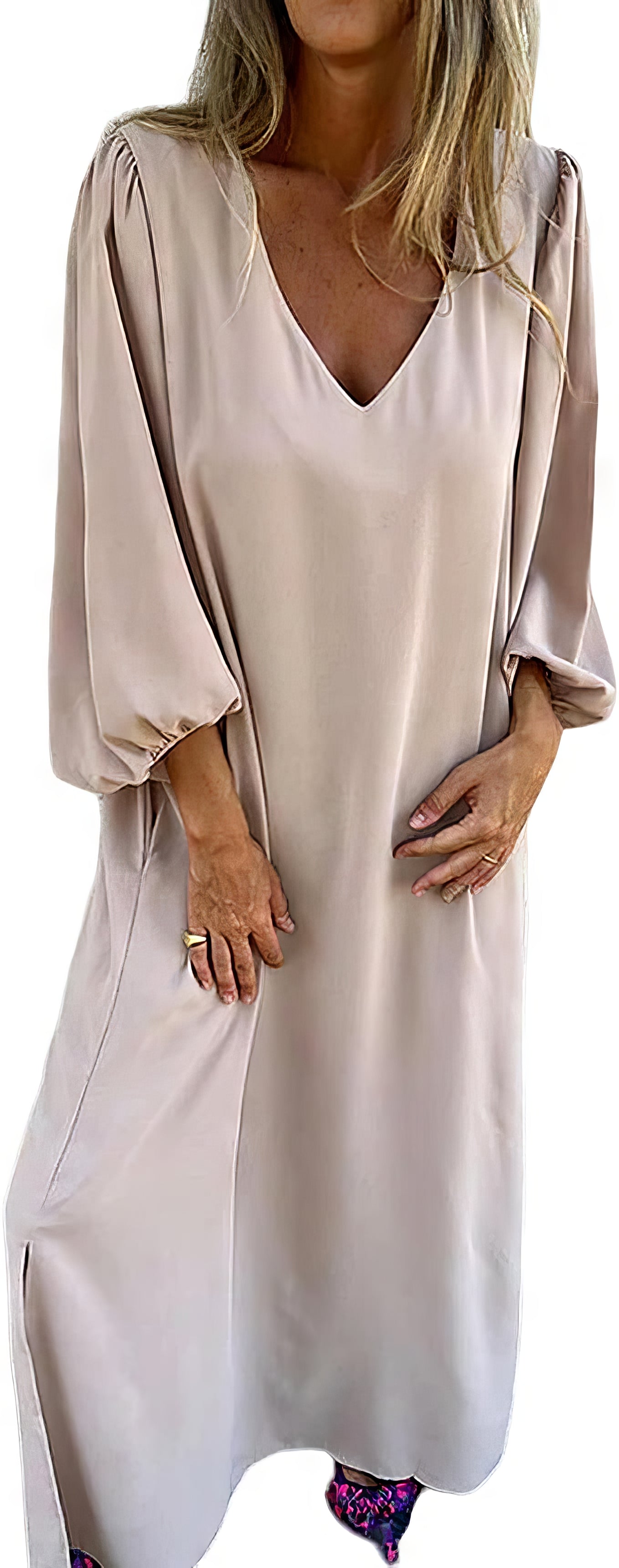 Vestido Largo Bohemio con Bolsillos y Abertura