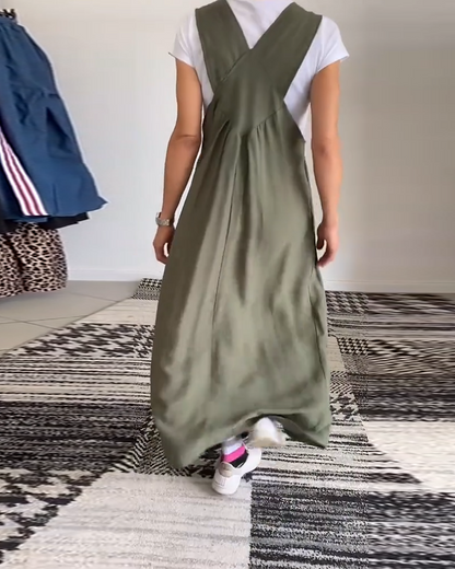 Vestido casual de tirantes en color sólido