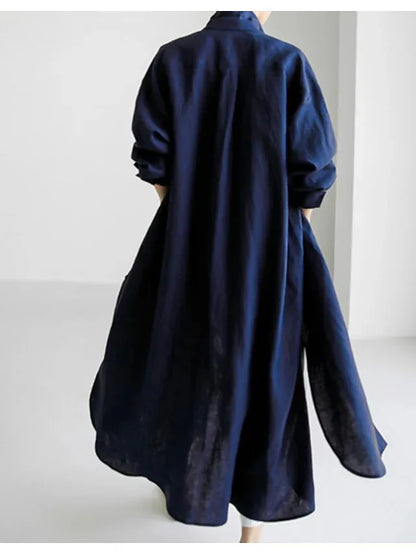 Vestido Camisero Maxi de Algodón para Mujer