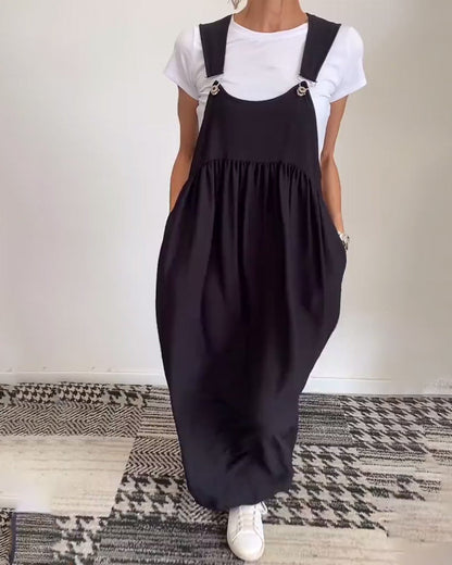 Vestido casual de tirantes en color sólido