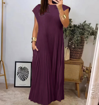 Vestido plisado sencillo sin mangas