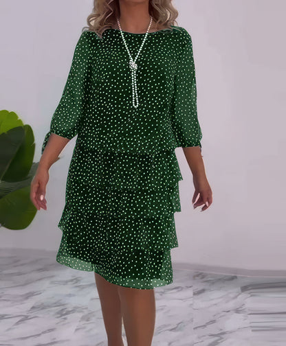 Vestido casual para mujer con estampado y capas