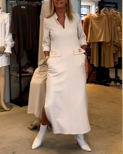 Vestido con Abertura y Manga 3/4