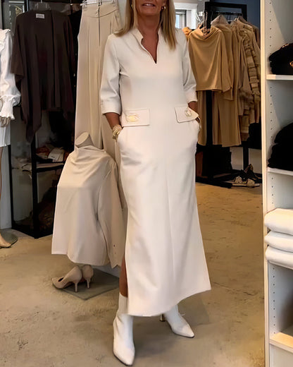 Vestido con Abertura y Manga 3/4