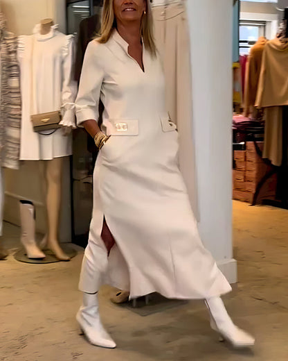 Vestido con Abertura y Manga 3/4