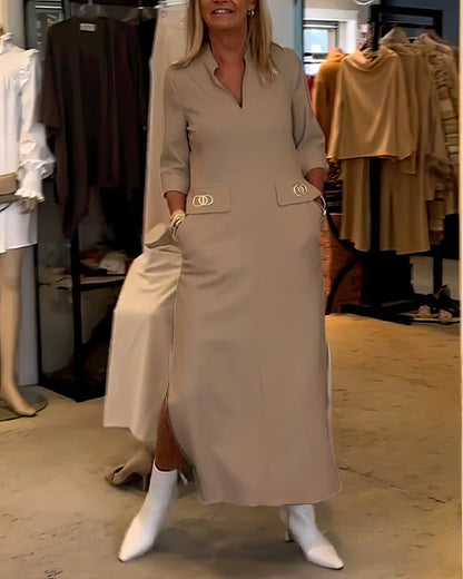 Vestido con Abertura y Manga 3/4